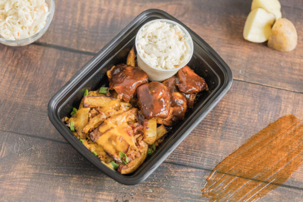 Les bouchées de poulet bbq & frites toutes garnies