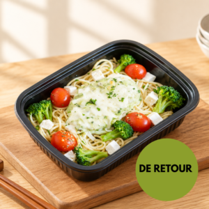 Le poulet au pesto & spaghettis méditerranéens