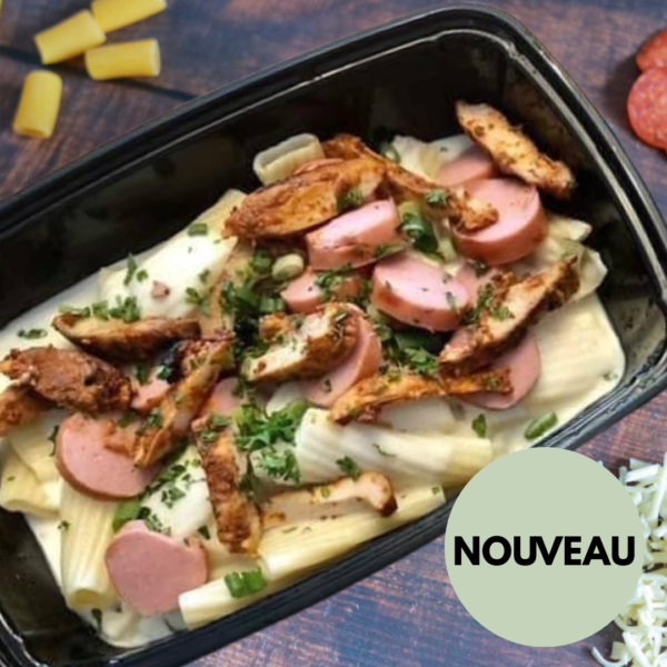 Les pâtes crémeuses au poulet cajun & saucisses fumées