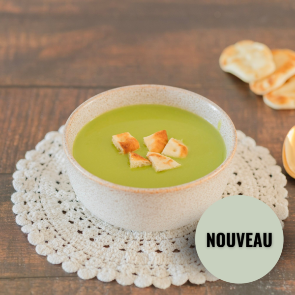 La crème de petits pois verts, menthe & halloumi