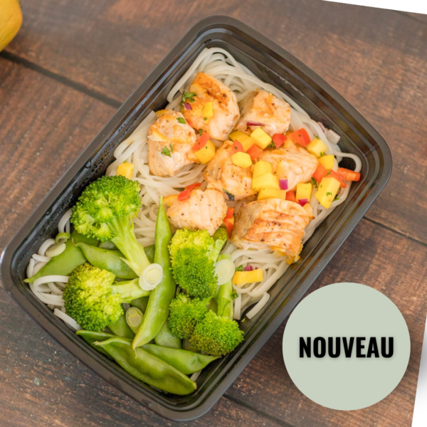 Les bouchées de saumon caramélisées & salsa de mangues