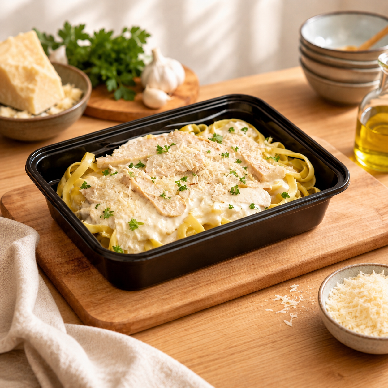 Les fettucines Alfredo au poulet