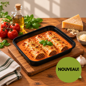 Les manicottis à la viande & sauce rosée gratinés